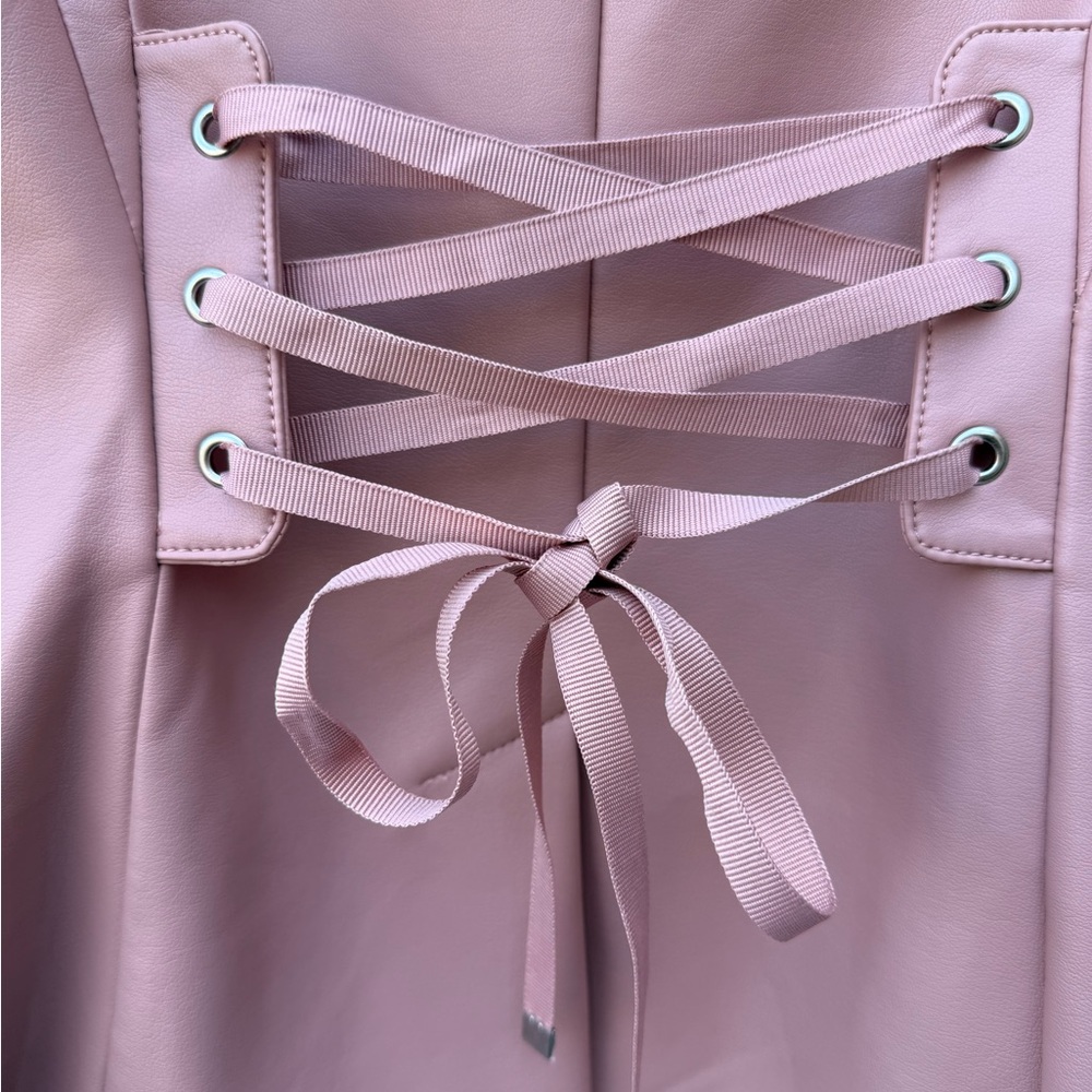 Sanctuary Faux Leather Blazer Jacket Corset Back Tie Pink Women’s XS - Picture 5 of 16